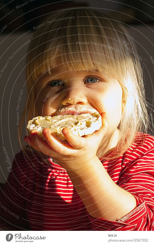 I don't take butter off my bread, literally. Butter Bread Bread and butter Child Toddler girl Eating To enjoy Nutrition Food Breakfast Delicious Sandwich