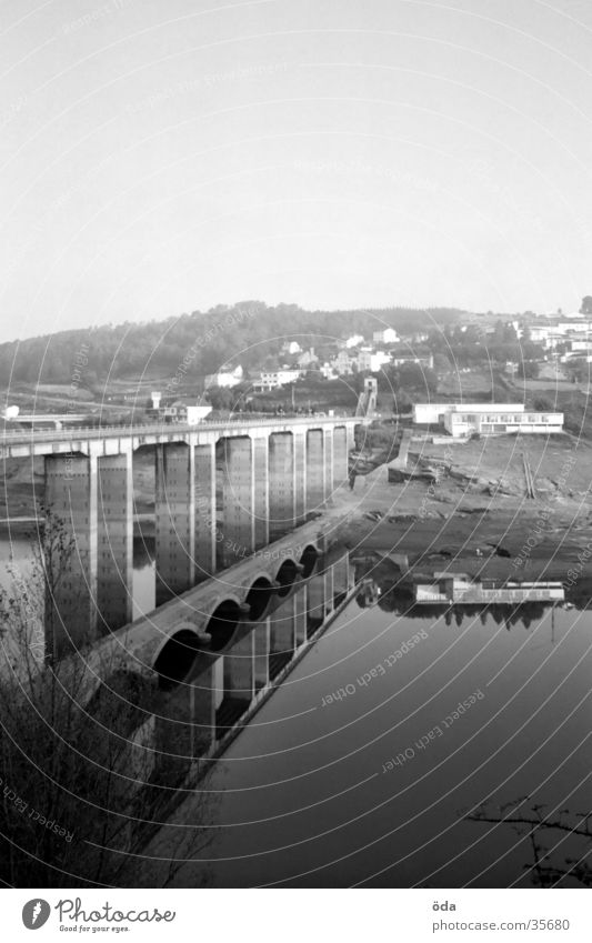 The bridge into the light Lake Reflection Village Bridge Black & white photo Tall Level Way of St James