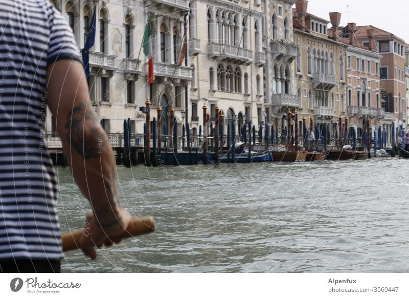 O sole mio | literally Gondolier Venice Italy Exterior shot Water Watercraft Tourism Town Colour photo Channel Gondola (Boat) Port City Day Vacation & Travel