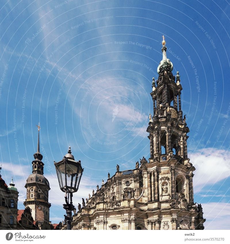 cathedral Dresden Hofkirche Baroque Ambitious Church spire religion Faith & Religion Catholic Catholic Church Cathedral Sky cirrostratus clouds Lantern Old