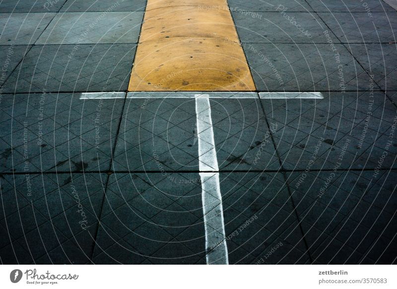 Parking place marking Berlin Airport Airfield Deserted Tegel Copy Space TXL hazy Lane markings Line Parking lot firecracker threshold Sidewalk off walkway slab