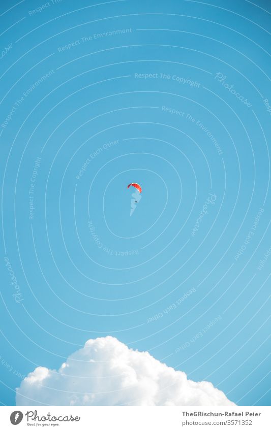 False screen above the clouds paraglide Sky Clouds Blue Human being Freedom Flying Glide Jump Air Exterior shot Tall White Nature out Above