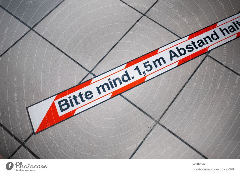 keep distance gap keep sb./sth. apart Exclusion zone Characters Text pandemic Protection Risk of infection coronavirus COVID Corona virus floor tiled