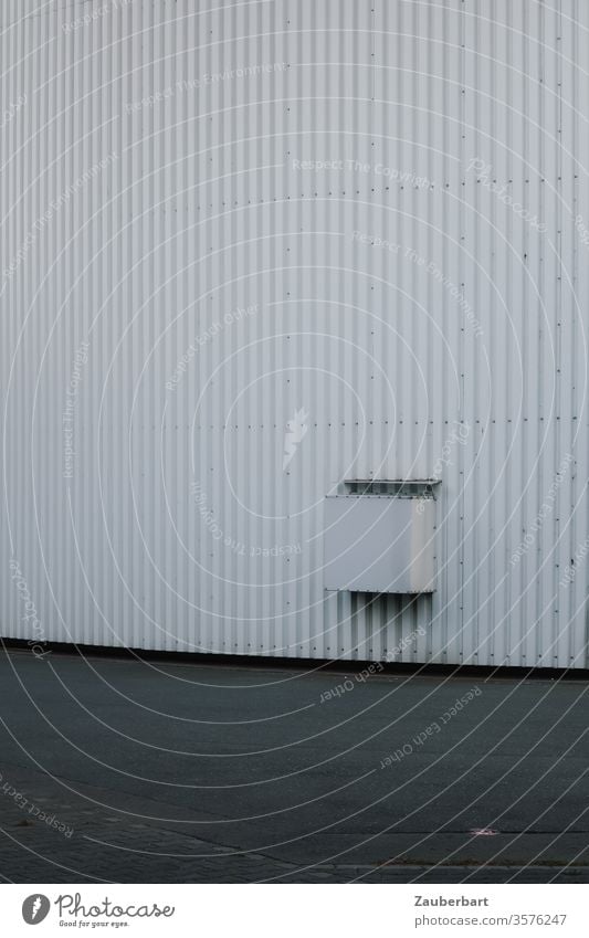 Facade detail of a district heating storage tank of the Neukölln district heating plant District heating storage Metal Stripe White Gray Gloomy Stud background