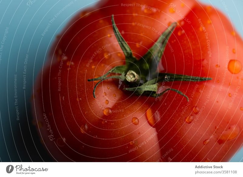 Fresh tomato on plate in kitchen ripe fresh healthy food organic ingredient vegetable delicious waterdrop natural vegetarian nutrition diet tasty vitamin