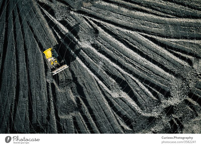 Open pit mine. Aerial view of extractive industry for coal. Top view. Photo captured with drone. above aerial top equipment machinery fuel extraction energy