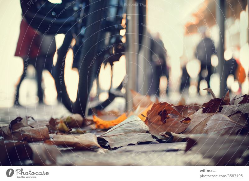 From coming and going. Autumn in the city with blurred people in the background Pedestrian precinct Passers-by hazy Street Scene everyday life come and go