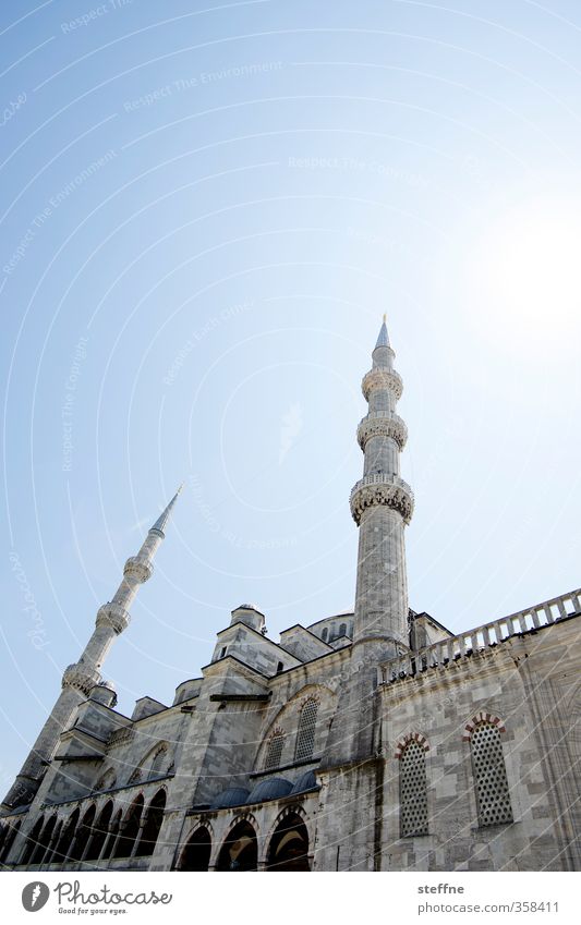 1003 nights Istanbul Turkey Church Tourist Attraction Landmark Esthetic Mosque Islam Blue Mosque Colour photo Copy Space top Wide angle