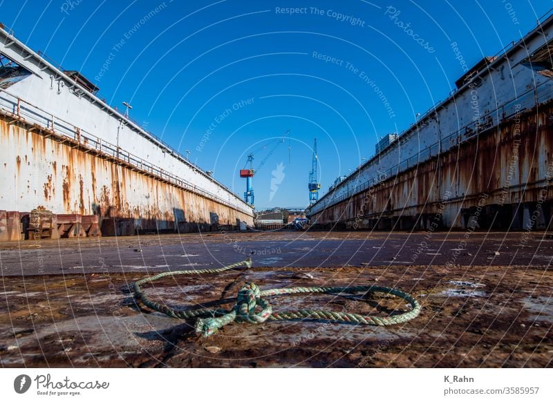 Floating Dock Floating dock Harbour Anchor chain Rust bridge Steel construction steel construction Workshop lostplaces workshop Yesterday floatingdock