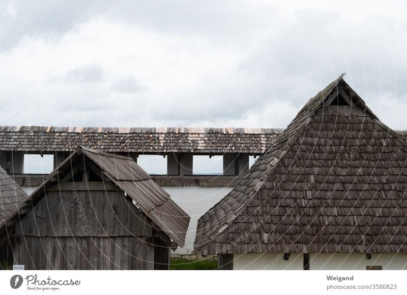 Celtic House House (Residential Structure) Celts Archeology shingles Old Historic Past Flake Roof Wooden roof Battlement Southern Germany