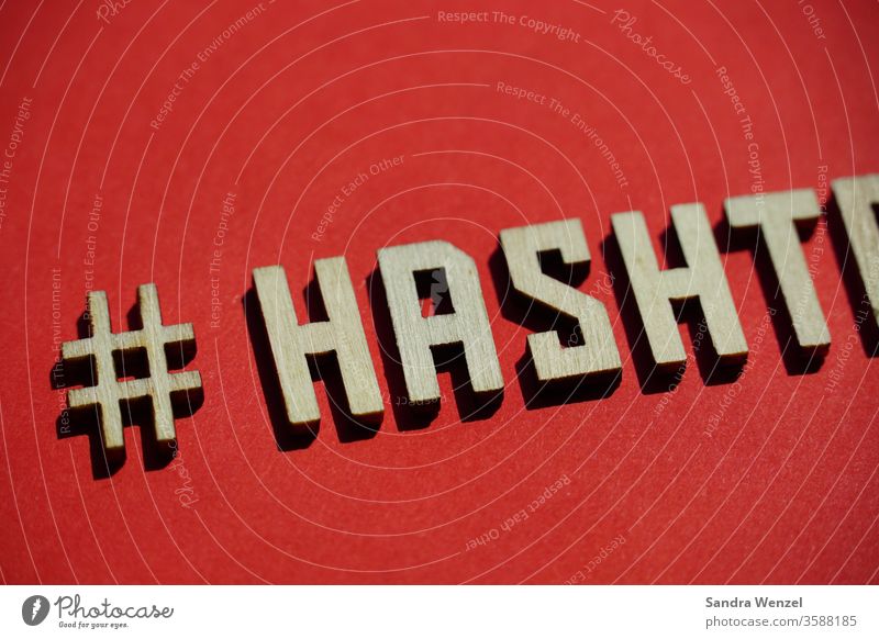 Hashtag word Letters (alphabet) Word hash day letters diamond Red wood left linked upper-case letters