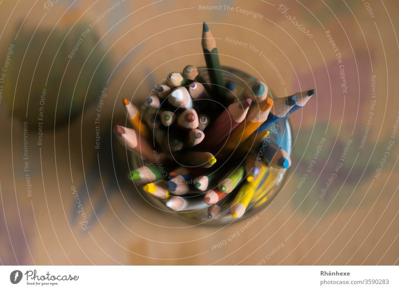 colourful crayon jumble in the glass crayons Pen Colour photo Multicoloured Stationery Interior shot Shallow depth of field Leisure and hobbies Deserted