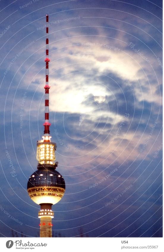 Berlin Nights Clouds Long exposure Architecture Berlin TV Tower Capital city Moon Sky