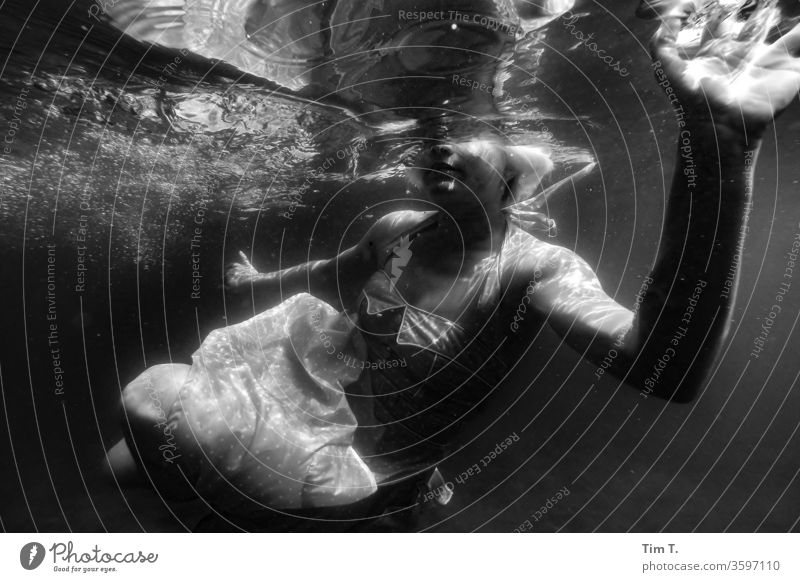 mermaid Water Float in the water liepnitzsee Swimming & Bathing Lake girl woman Underwater photo Dress Dive Woman Wet Human being Feminine Young woman