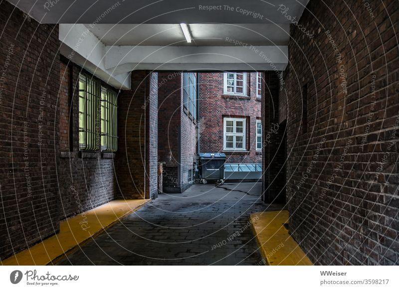 Backyard of a counting house, brick expressionism Hamburg Interior courtyard dustbin Highway ramp (entrance) Courtyard office building Kontorhausviertel