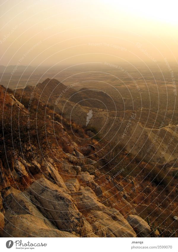 India Landscape Rock Mountain Horizon Haze Sky Beautiful weather Travel photography Dusk Vantage point