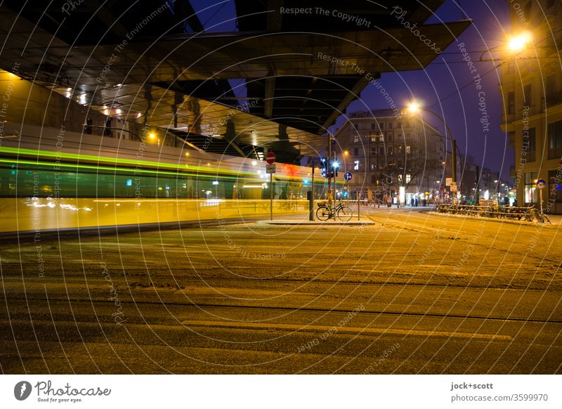 Next stop is Eberswalder Straße Rail transport Driving Means of transport Mobility motion blur Long exposure Low-key Artificial light Speed