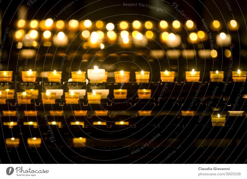 Strasbourg - Candles in the cathedral Alsace Europe candles catholic christian church color detail france french horizontal indoor interior lights nobody old