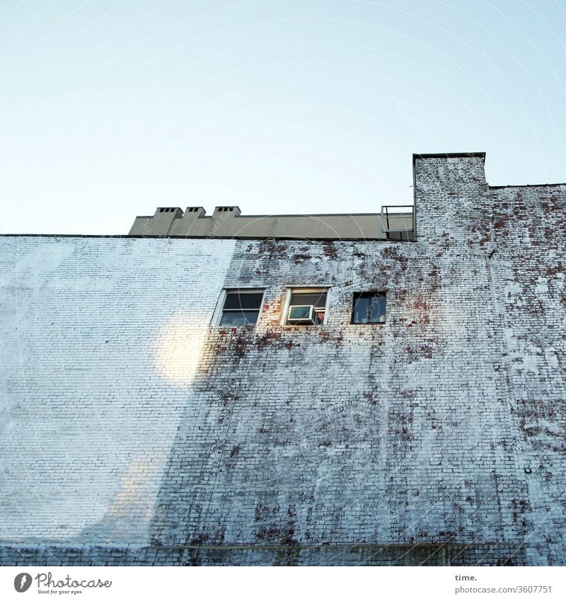 Brooklyn Backyard Inspiration Whimsical structure Pattern House (Residential Structure) Wall (barrier) Wall (building) Window Roof Sky light spots Blue sunny