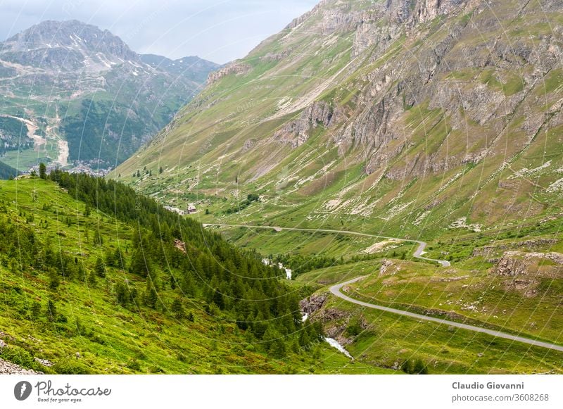 Col de l'Iseran (French Alps), at summer Europe cloud color conifer day france french green horizontal iseran july landscape mountain natural nature nobody