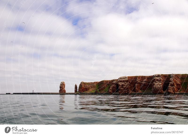 Helgoland ahead! - or The landmark of Helgoland, the long Anna, and the bird rock photographed from the sea. North Sea Exterior shot Colour photo Deserted