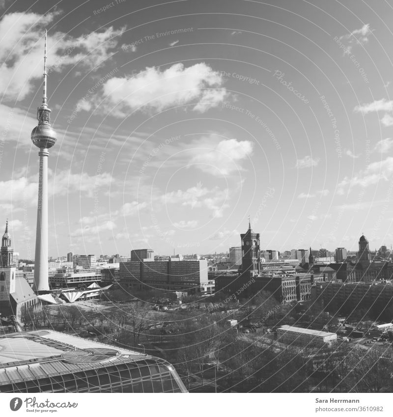 Berlin from above Berlin TV Tower Berlin Cathedral Culture Sky Clouds Landmark