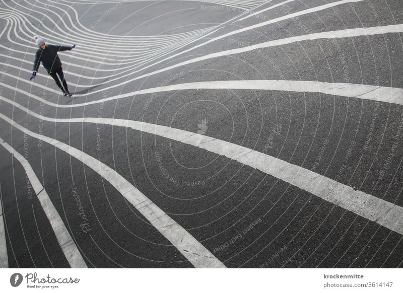 streamlined marking - Superkilen in Copenhagen Exterior shot Colour photo Curved Pattern Asphalt Landscaping Line super kilns Symmetry Design Cool (slang)