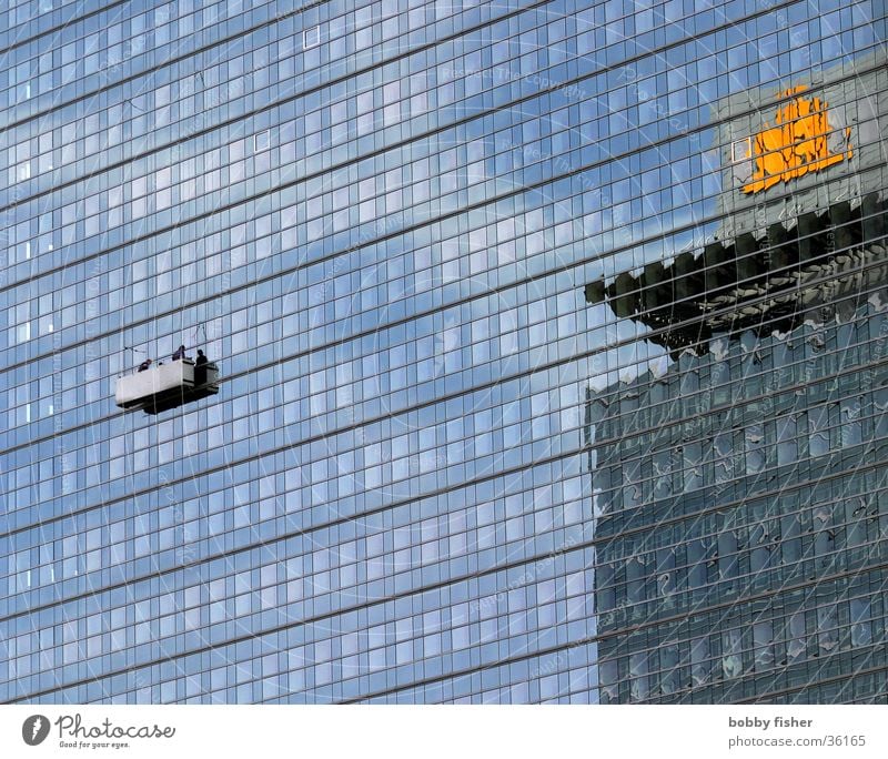 facade in ffm Window Mirror Cleaning Building Frankfurt Architecture Blue Front side Tower