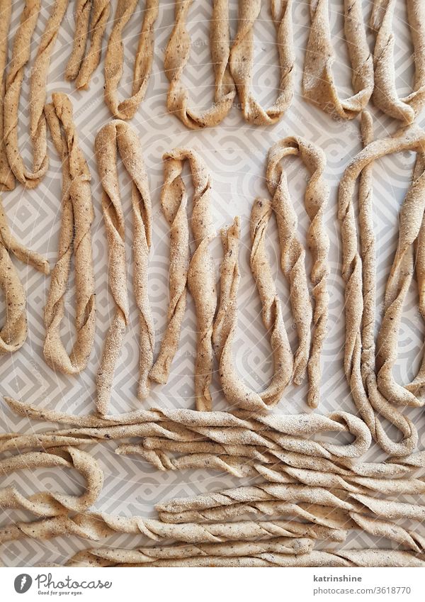 Fresh whole wheat  pasta sagne torte apulia homemade traditional typical south italy flour fresh italian sry mediterranean raw regional salento healthy