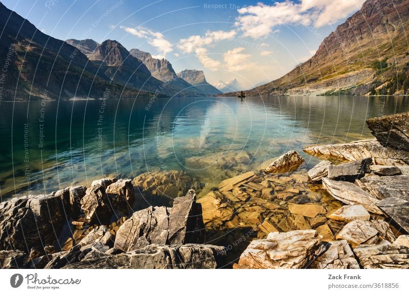 Saint Mary Lake, Glacier National Park, Montana Alberta Blackfeet British Columbia Canada Flathead Going-to-the-Sun Road International Peace Park Mountains