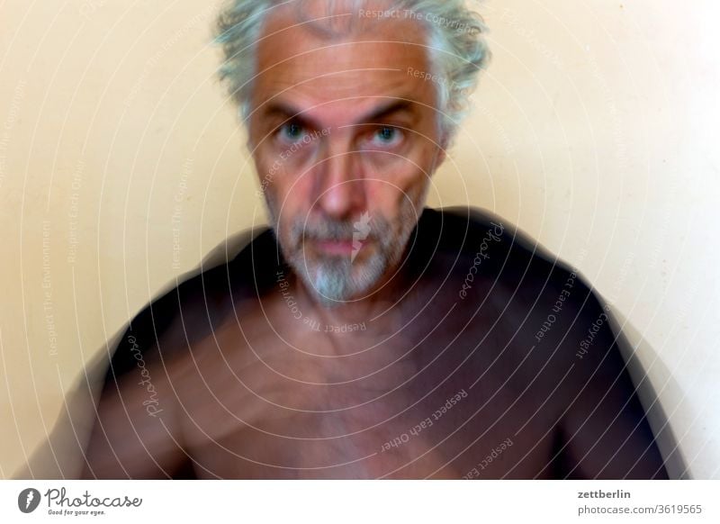 Fuzzy person Movement Motion blur spirit spectral Interior shot Man Mask masquerade Human being Room Copy Space Theatre cladding room blurred portrait Selfie