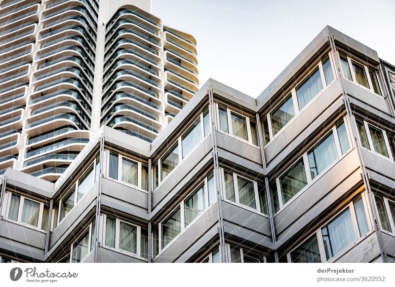 Architecture of Frankfurt's railway station district built Mirror Window Town Neutral Background mainhattan Exterior shot Copy Space top Isolated Image Main