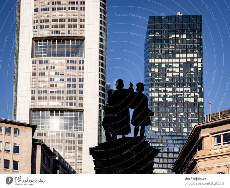 Fountain in the Frankfurt train station district Architecture built Mirror Window Town Neutral Background mainhattan Exterior shot Copy Space top Isolated Image