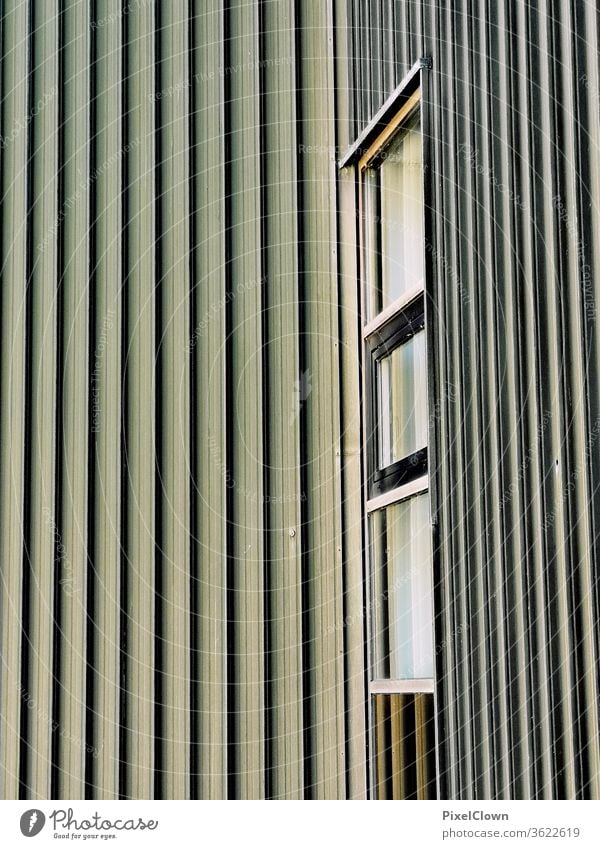 View through a window with facade Window Architecture House (Residential Structure) Facade built Exterior shot Wall (building) Town Living or residing