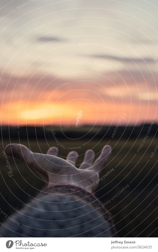 Hand and sunset Sunset Sunset red Dusk Red Clouds Sky Evening Orange Horizon Light Twilight Creativity by hand open palm Landscape Nature