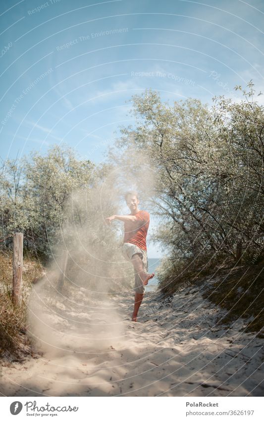 #A# Baltic Sea sand on flying I Vacation photo Man Freedom run barefoot barefoot beach explore reconnoitring Barefoot Lanes & trails Baltic Sea holiday