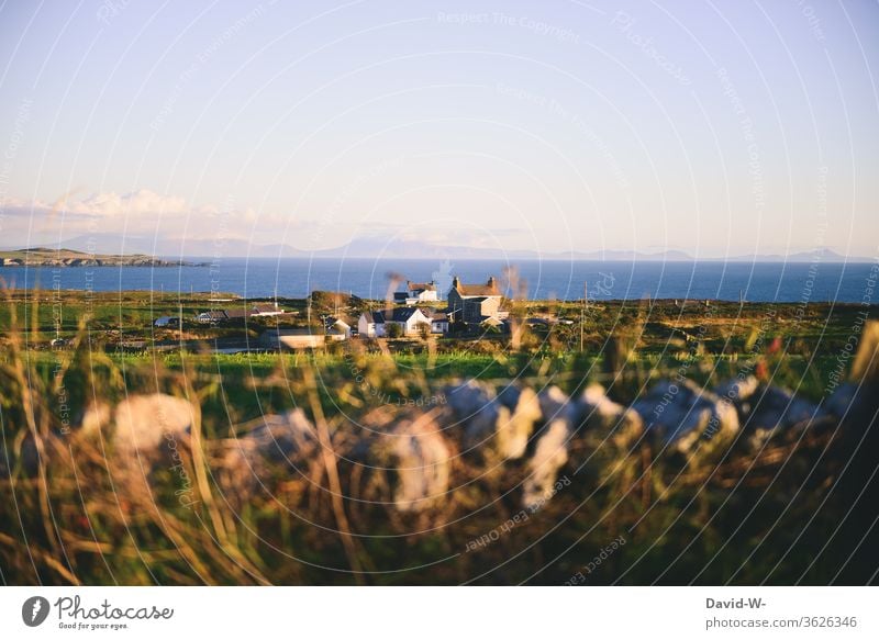 small enchanted village at dawn on a coast near Wales baby Village Coast blur beautifully forsake sb./sth. Lonely out Coastal road Fishing village already