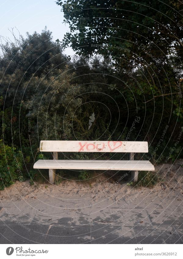 Love(s)Bank Bench rest relax Heart Park bench Declaration of love Emotions tranquillity Loneliness Lovesickness Valentine's Day Exterior shot