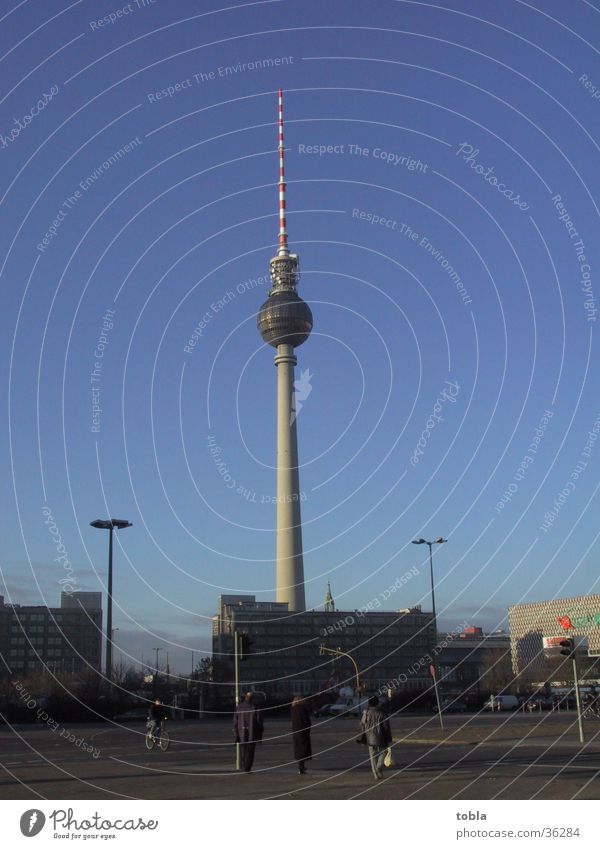 Television Tower Berlin Alexanderplatz Architecture Clear cold winter day seen from Prenzlauer Berg