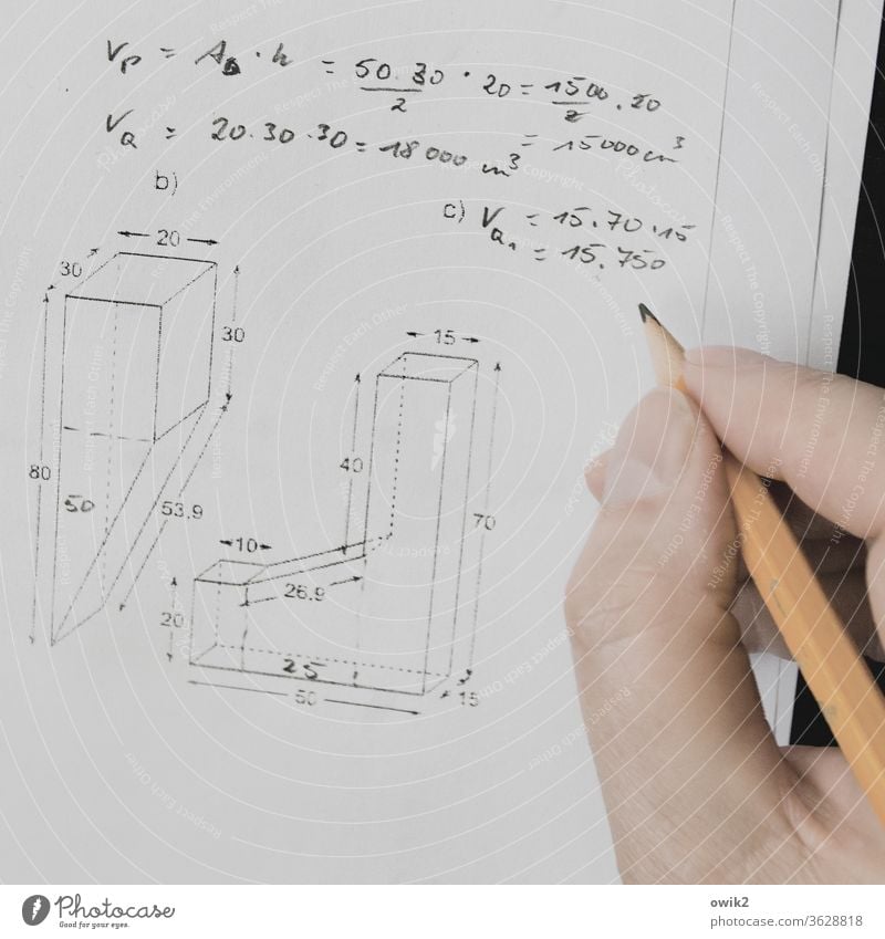 Cellar duel Mathematics Calculation equation Geometry Drawing mass Letters (alphabet) Value Correct recalculate Testing & Control Hand Fingers Paper Complex