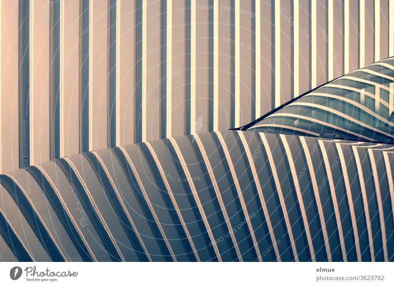 on the bonnet and windscreen of a car the stripes of a metal door are reflected reflection Stripe metal gate radiator bonnet Irritation FRontwheel Line