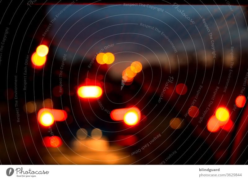 Big City Lights. Blurred lights in traffic on an evening drive home. Lighting Light (Natural Phenomenon) bokeh blurred Moody Contrast Transport Road traffic