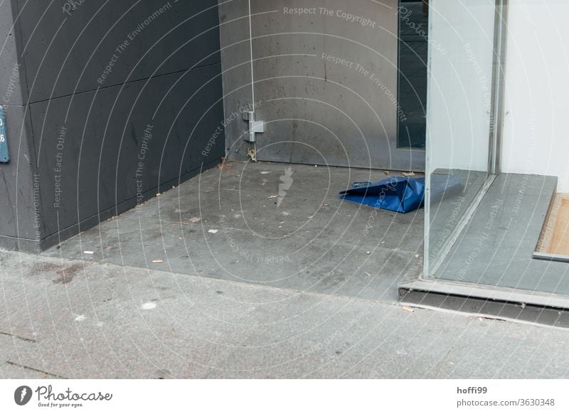 old bag in the filthy lobby of a run-down corner - downtown Dirty Corner Trash dirt Environmental pollution Problem go to rack come down dreariness