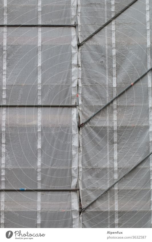 -/ -/ -/ Scaffolding scaffold net scaffold tarpaulin scaffolding pole Construction site Covers (Construction) House (Residential Structure) Facade Exterior shot