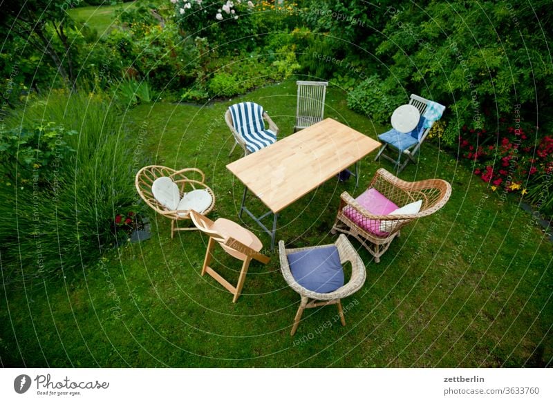 Chair circle again Relaxation Family holidays Garden Outdoor furniture garden party fellowship conversation Grass allotment Garden allotments communication