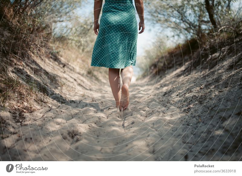 #A# Barefoot in the Baltic Sea sand Dreamily Baltic coast Future Loneliness Walking Woman Landscape Water Colour photo Mecklenburg-Western Pomerania Sand