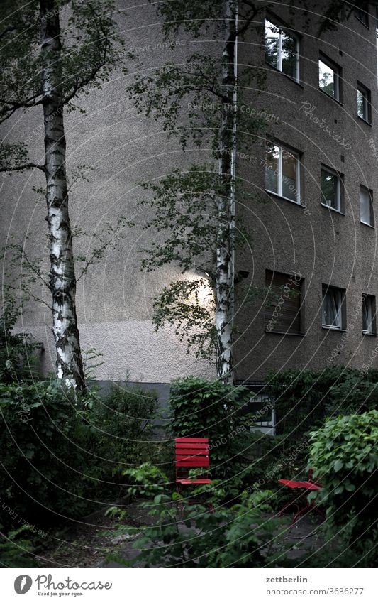 Apartment house in the evening Old building on the outside Fire wall Facade Window House (Residential Structure) Sky Sky blue rear building Backyard Courtyard