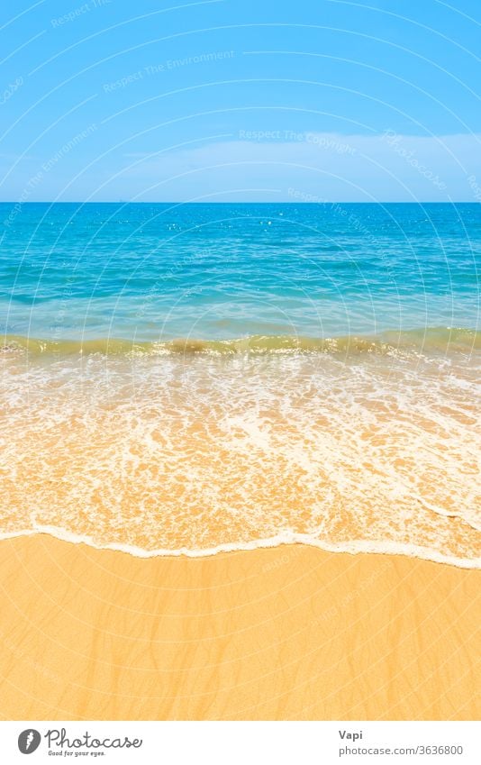 Blue sea water and sand beach blue nature ocean background wave summer tropical surf sun landscape island beautiful seascape sunny day shore coast sunlight