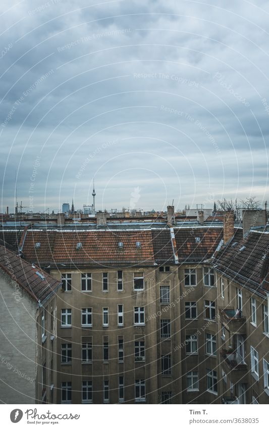 Berlin upright with television tower . Prenzlauer Berg Backyard 2019 Town Capital city Downtown Old town Exterior shot Deserted Day