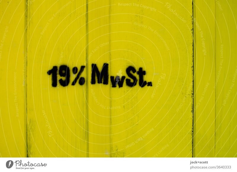 19% value added tax Value added tax Economy Financial Industry finance Surface Yellow number Wood grain Varnished Costs Taxation Percent accounting Tax rate